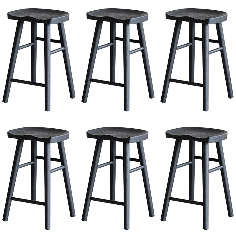 Modern Style Counter Stool Black Solid Wood Bar Stool for Indoor