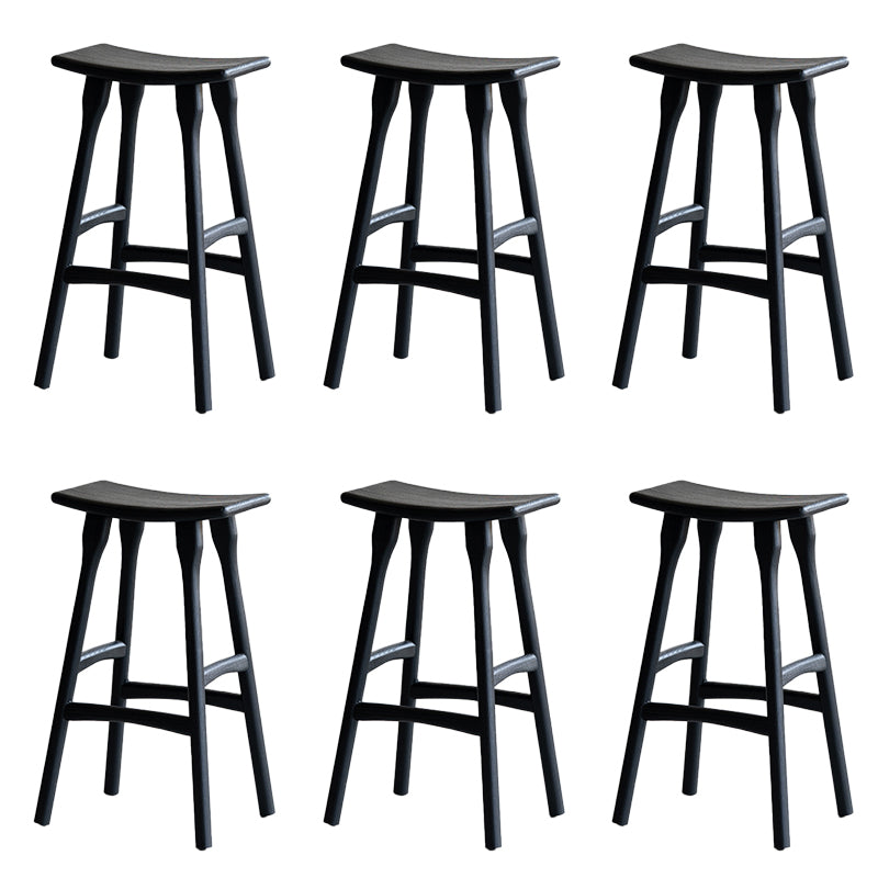 Modern Style Counter Stool Black Solid Wood Bar Stool for Indoor
