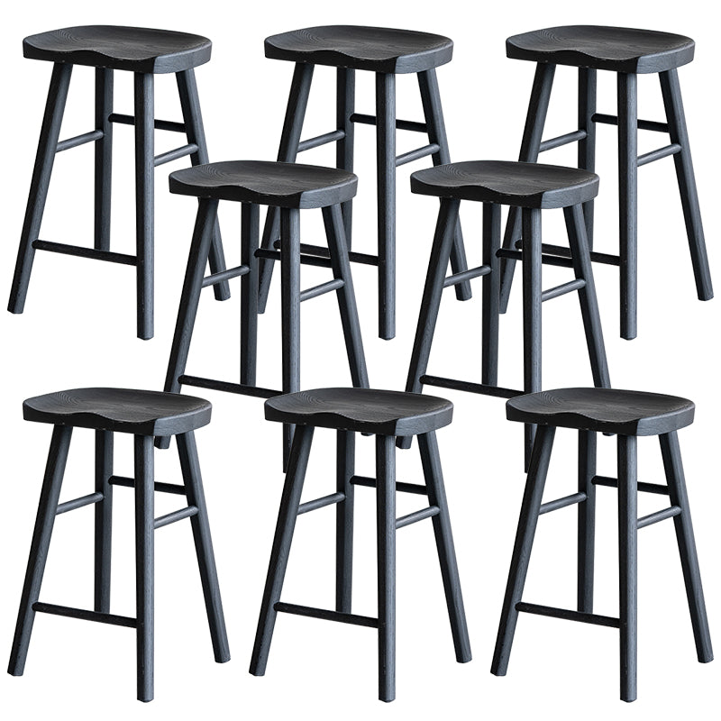 Modern Style Counter Stool Black Solid Wood Bar Stool for Indoor