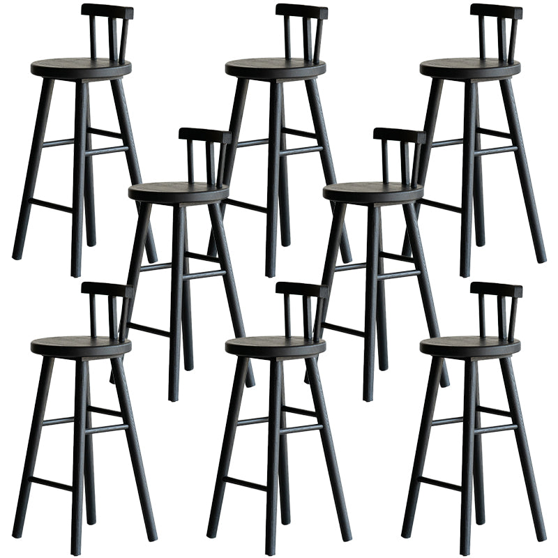 Modern Style Counter Stool Black Solid Wood Bar Stool for Indoor
