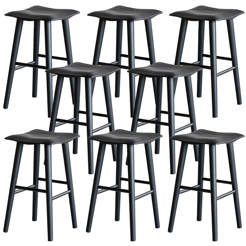Modern Style Counter Stool Black Solid Wood Bar Stool for Indoor