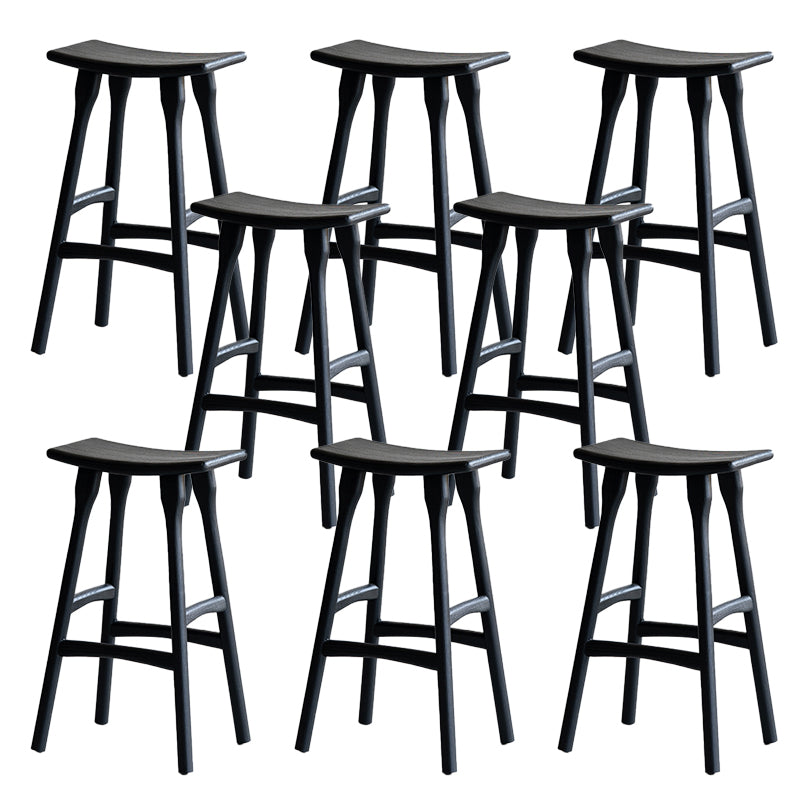 Modern Style Counter Stool Black Solid Wood Bar Stool for Indoor