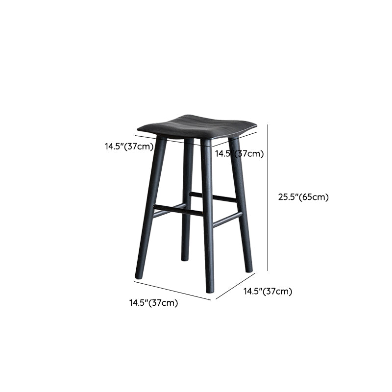 Modern Style Counter Stool Black Solid Wood Bar Stool for Indoor