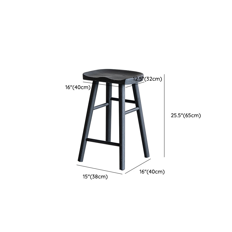 Modern Style Counter Stool Black Solid Wood Bar Stool for Indoor