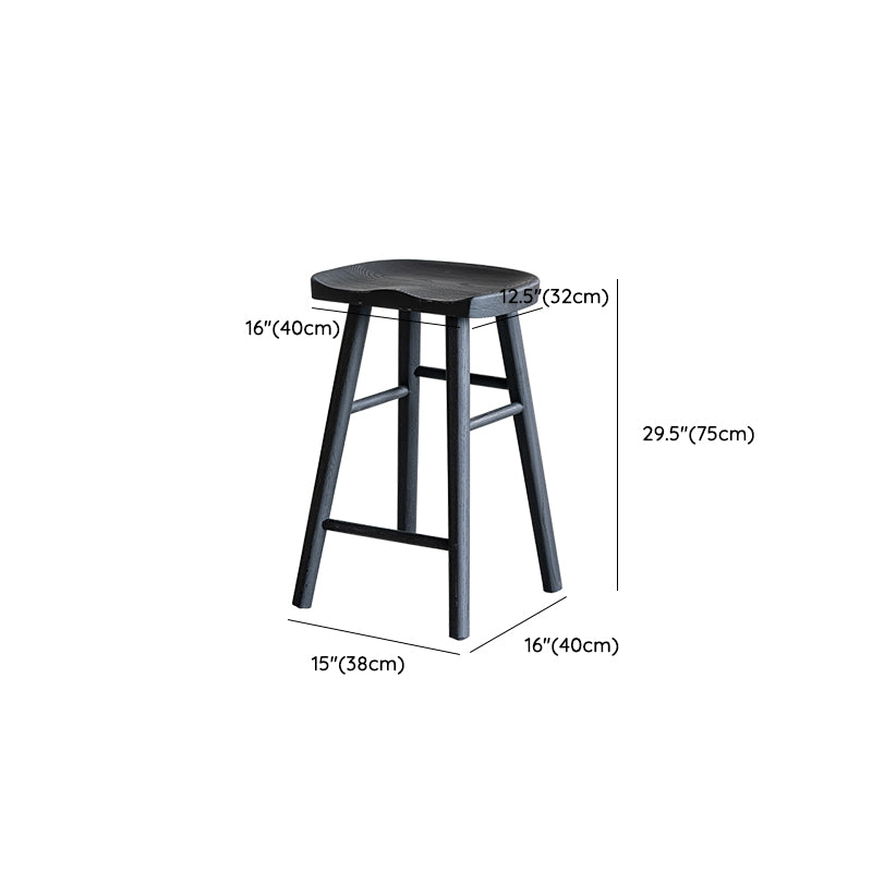 Modern Style Counter Stool Black Solid Wood Bar Stool for Indoor