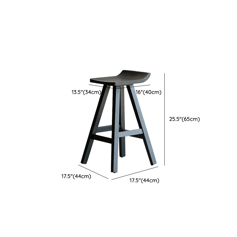 Modern Style Counter Stool Black Solid Wood Bar Stool for Indoor