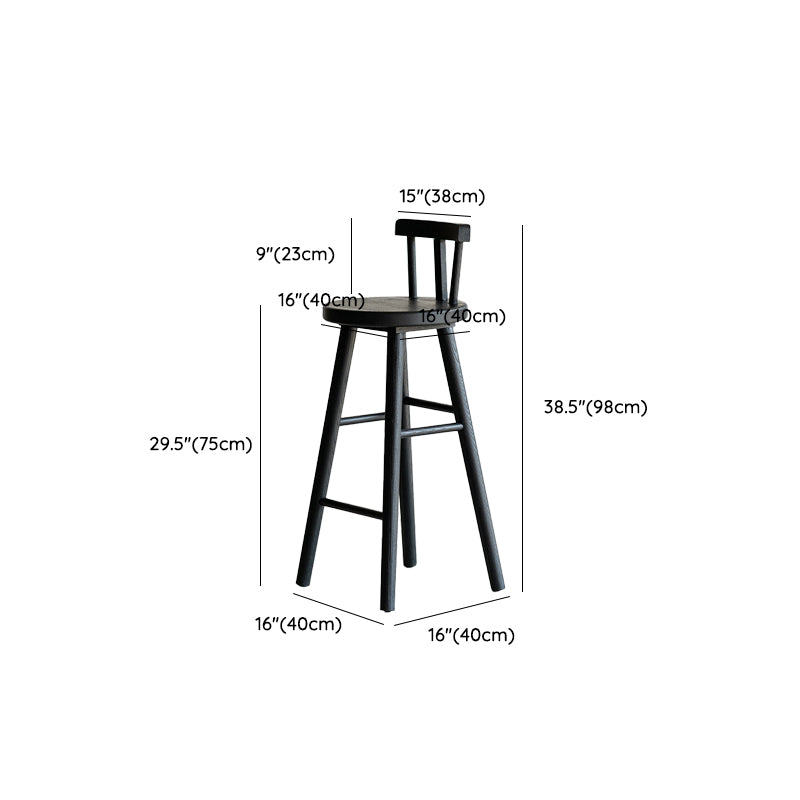 Modern Style Counter Stool Black Solid Wood Bar Stool for Indoor