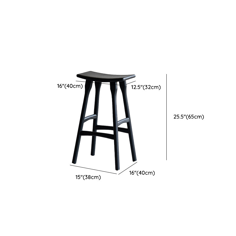 Modern Style Counter Stool Black Solid Wood Bar Stool for Indoor