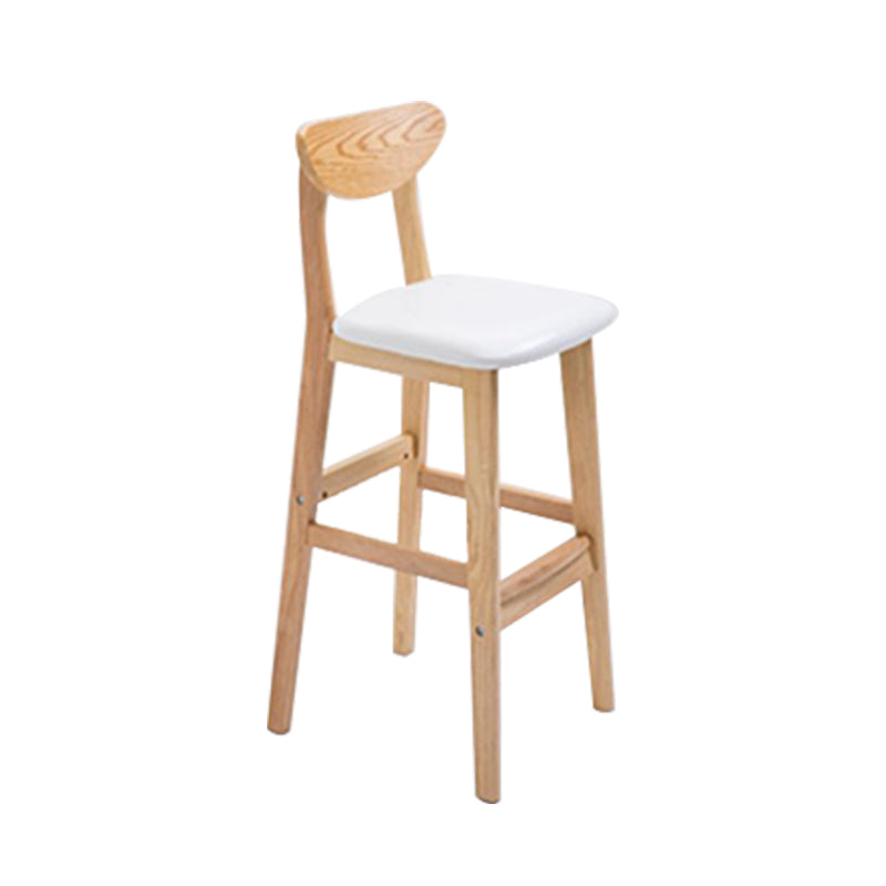 Low Back Dining Stool Rubberwood Armless Bar Stool with Wood Base