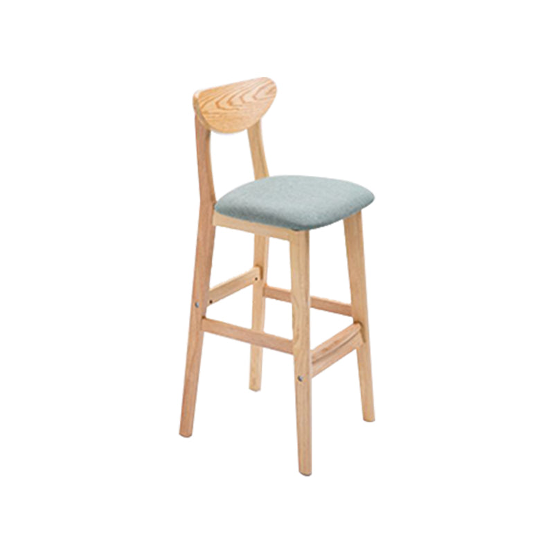 Low Back Dining Stool Rubberwood Armless Bar Stool with Wood Base