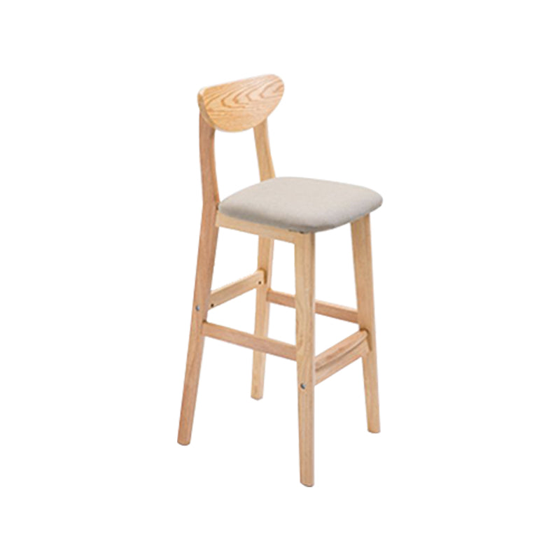 Low Back Dining Stool Rubberwood Armless Bar Stool with Wood Base