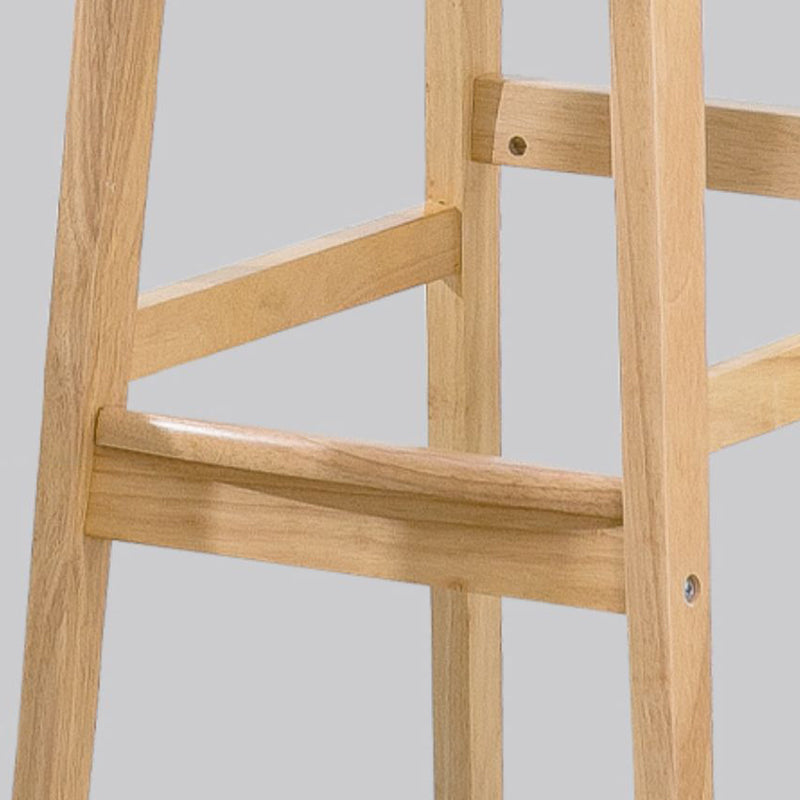 Low Back Dining Stool Rubberwood Armless Bar Stool with Wood Base