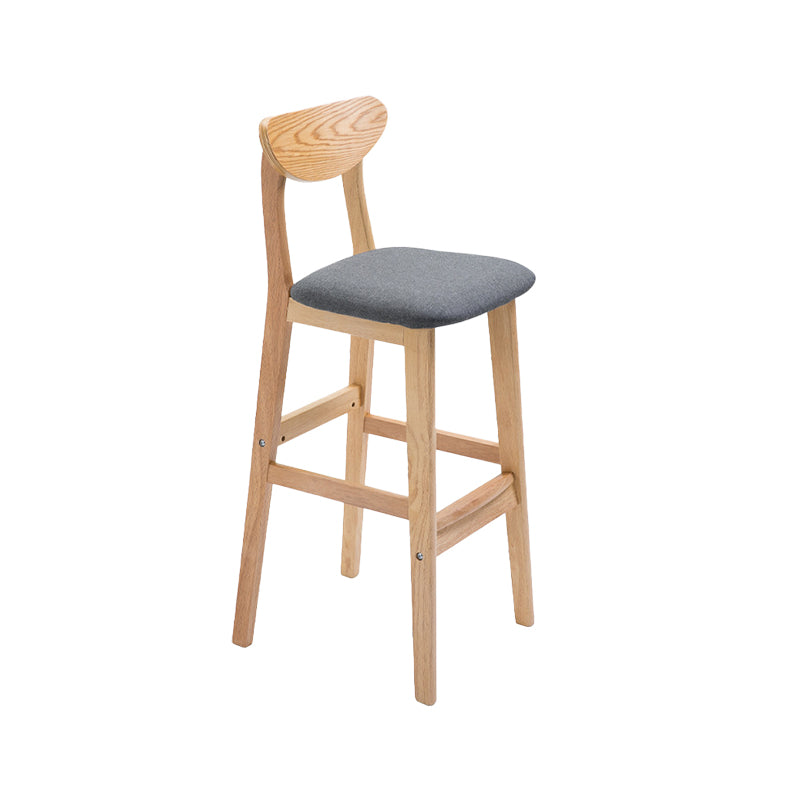 Low Back Dining Stool Rubberwood Armless Bar Stool with Wood Base