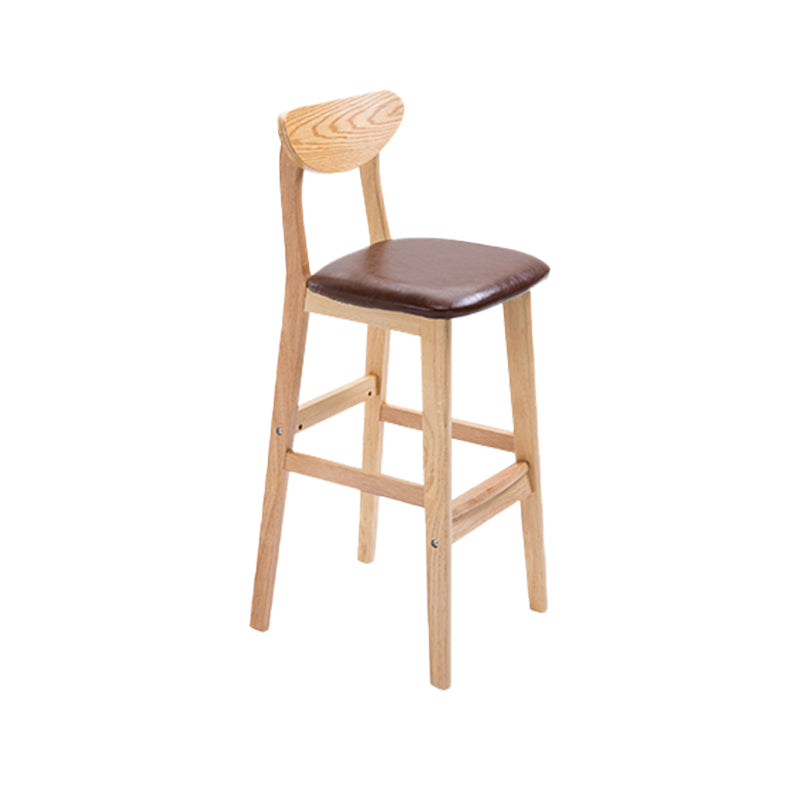 Low Back Dining Stool Rubberwood Armless Bar Stool with Wood Base