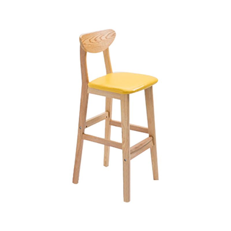 Low Back Dining Stool Rubberwood Armless Bar Stool with Wood Base
