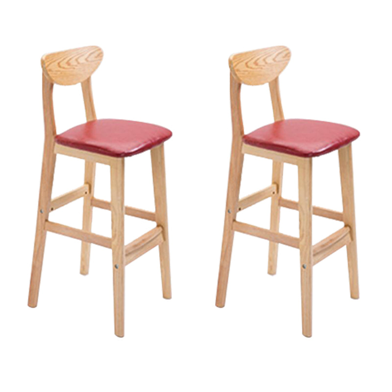 Low Back Dining Stool Rubberwood Armless Bar Stool with Wood Base