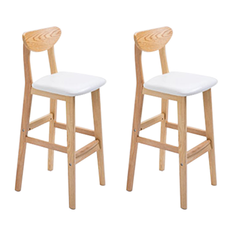 Low Back Dining Stool Rubberwood Armless Bar Stool with Wood Base