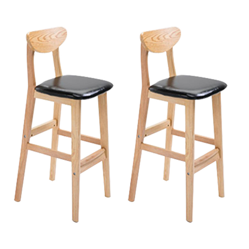 Low Back Dining Stool Rubberwood Armless Bar Stool with Wood Base