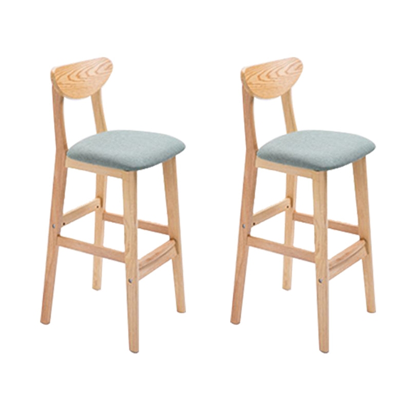 Low Back Dining Stool Rubberwood Armless Bar Stool with Wood Base