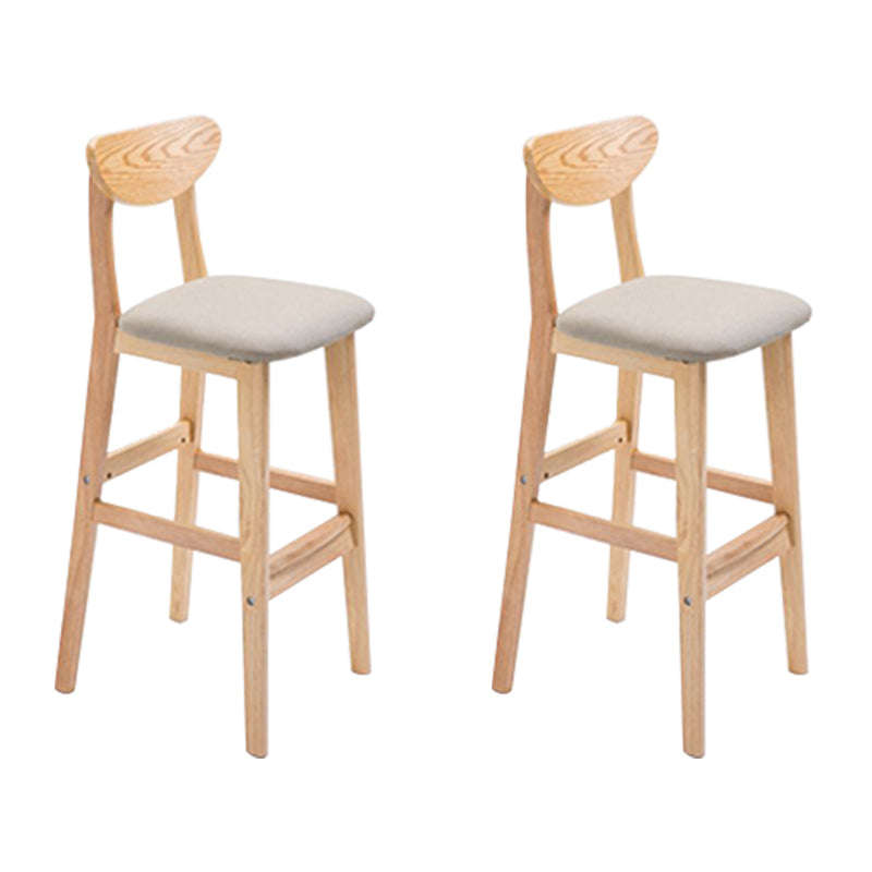 Low Back Dining Stool Rubberwood Armless Bar Stool with Wood Base