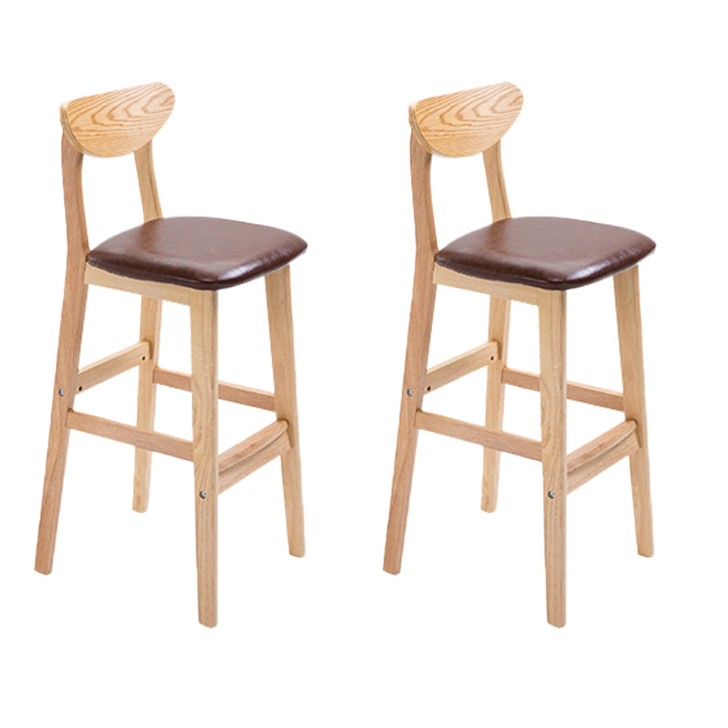 Low Back Dining Stool Rubberwood Armless Bar Stool with Wood Base