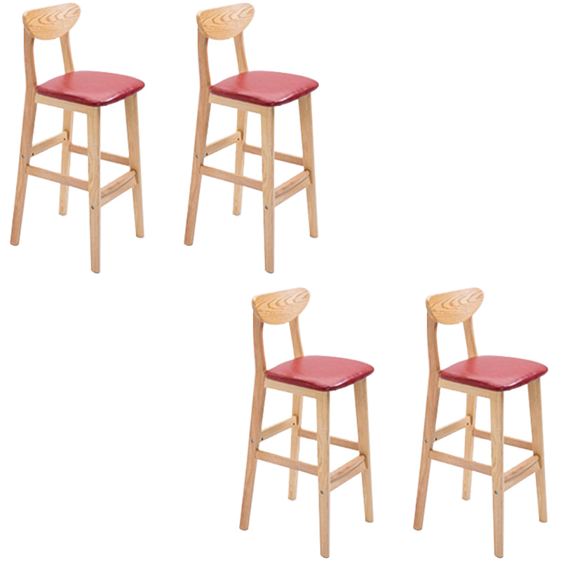 Low Back Dining Stool Rubberwood Armless Bar Stool with Wood Base