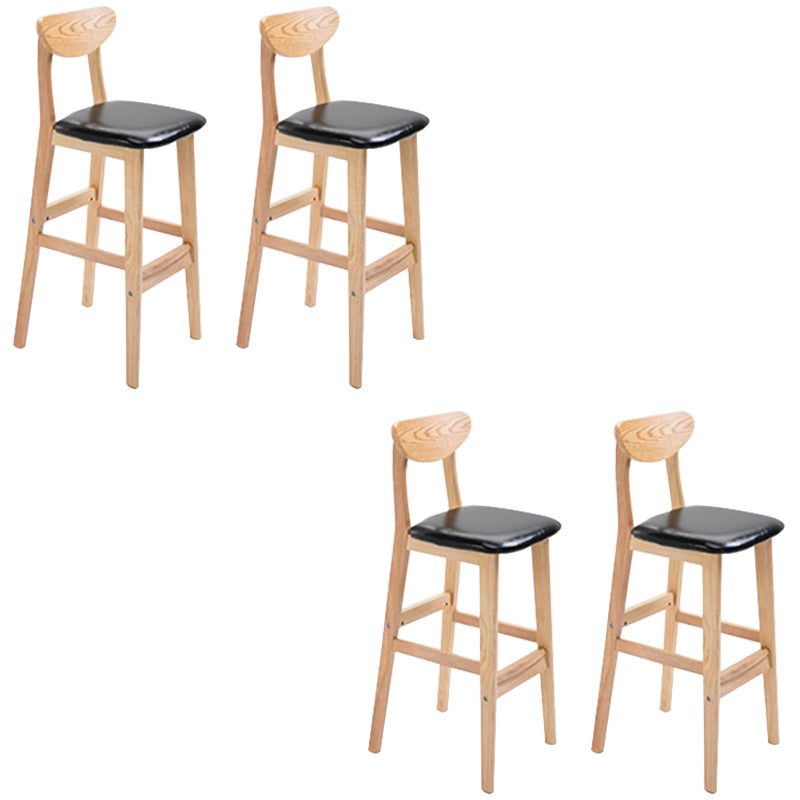 Low Back Dining Stool Rubberwood Armless Bar Stool with Wood Base