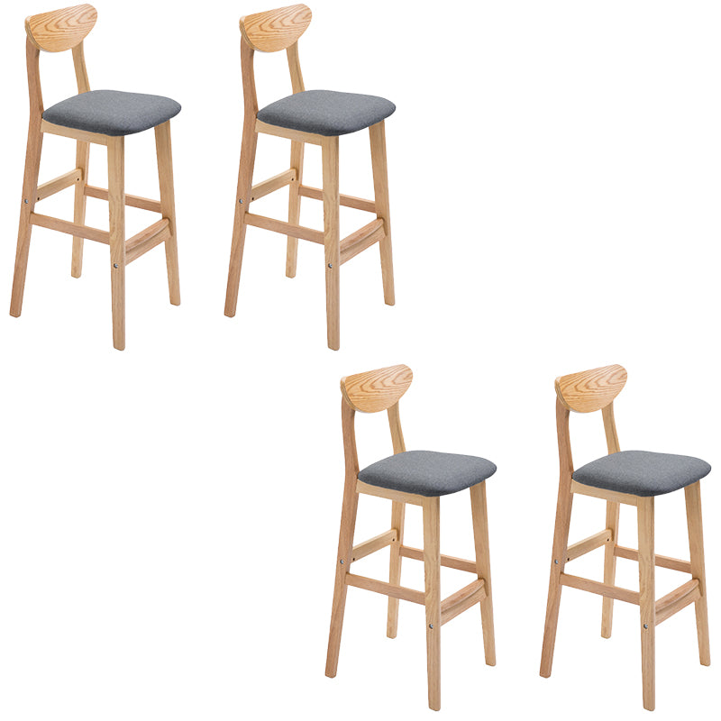 Low Back Dining Stool Rubberwood Armless Bar Stool with Wood Base