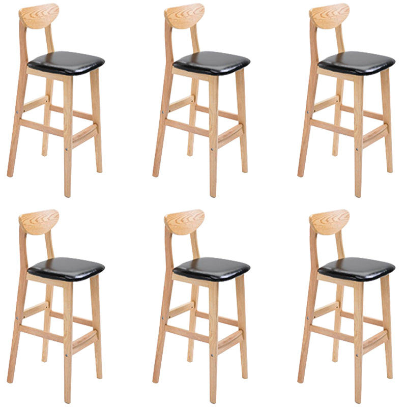 Low Back Dining Stool Rubberwood Armless Bar Stool with Wood Base