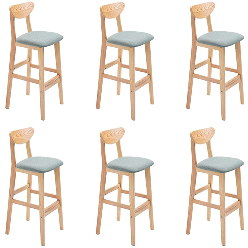 Low Back Dining Stool Rubberwood Armless Bar Stool with Wood Base
