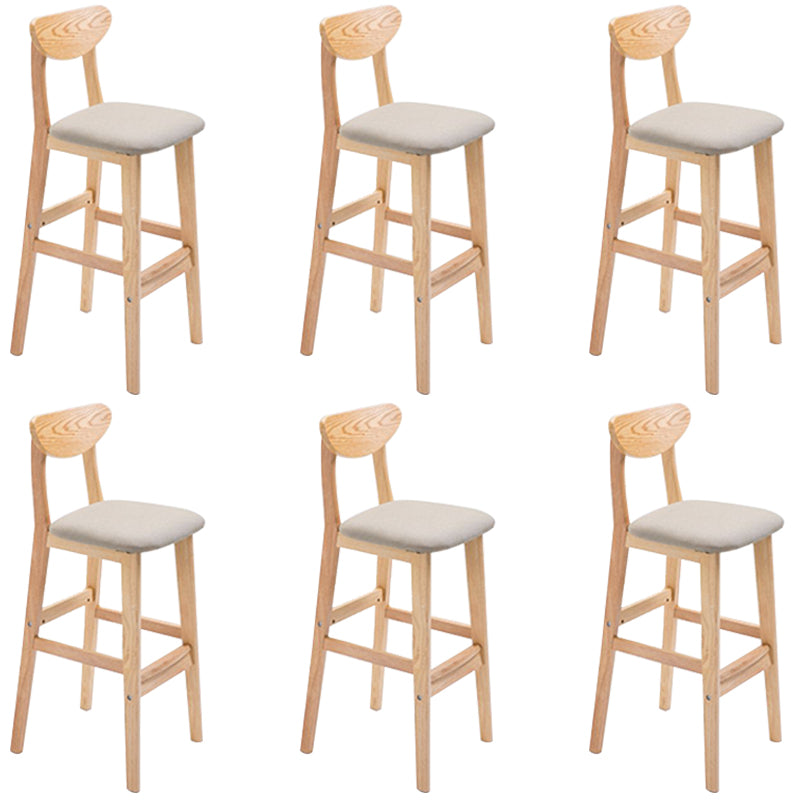 Low Back Dining Stool Rubberwood Armless Bar Stool with Wood Base