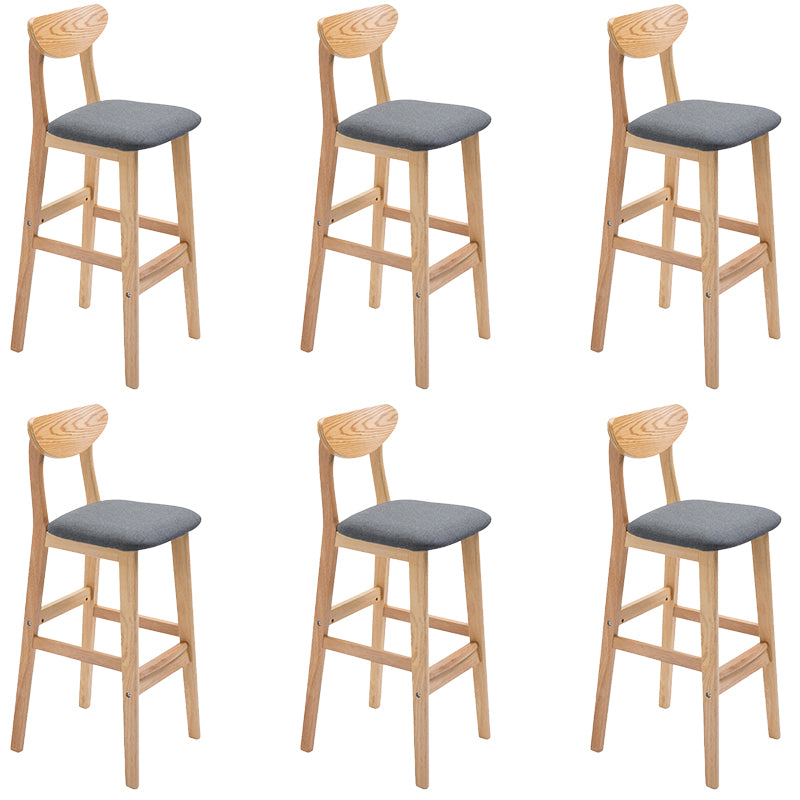 Low Back Dining Stool Rubberwood Armless Bar Stool with Wood Base