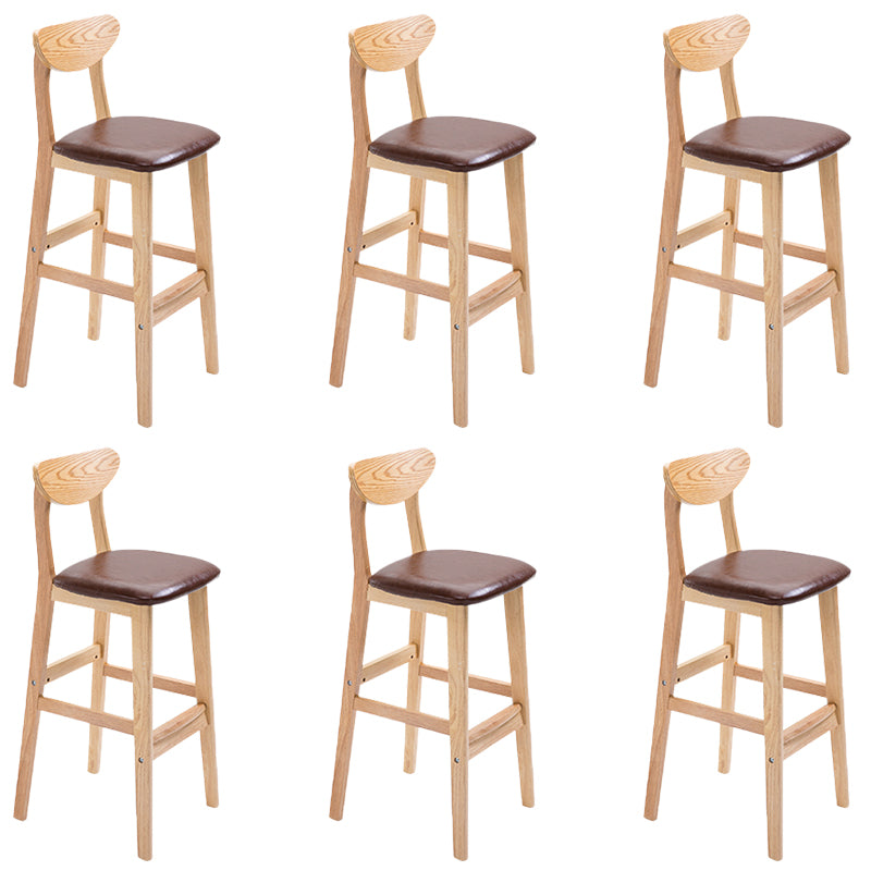 Low Back Dining Stool Rubberwood Armless Bar Stool with Wood Base