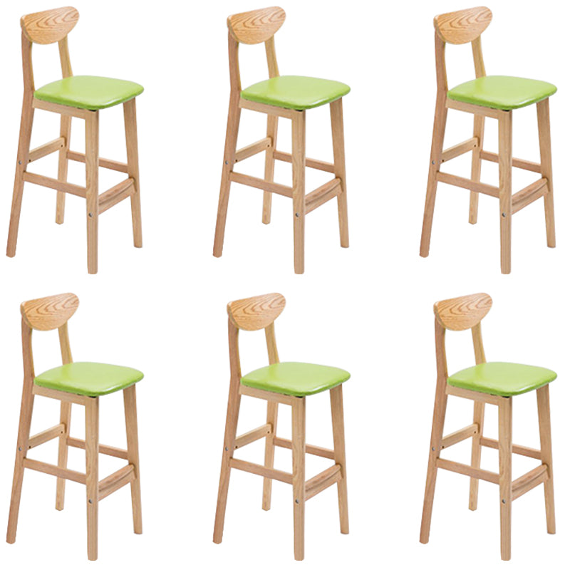 Low Back Dining Stool Rubberwood Armless Bar Stool with Wood Base