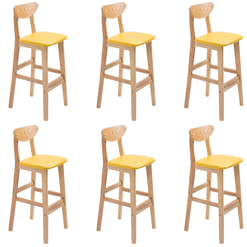 Low Back Dining Stool Rubberwood Armless Bar Stool with Wood Base