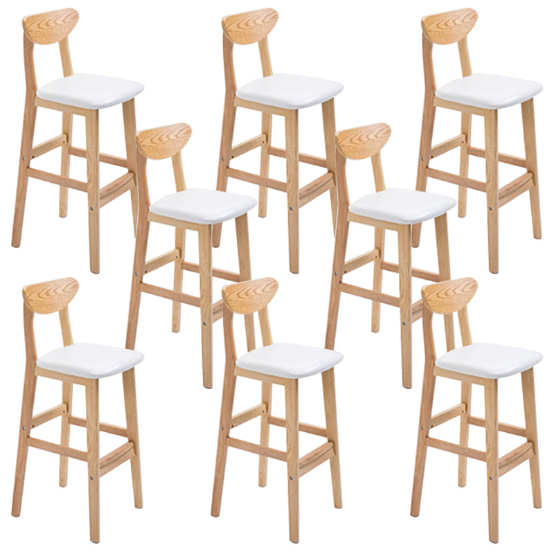 Low Back Dining Stool Rubberwood Armless Bar Stool with Wood Base