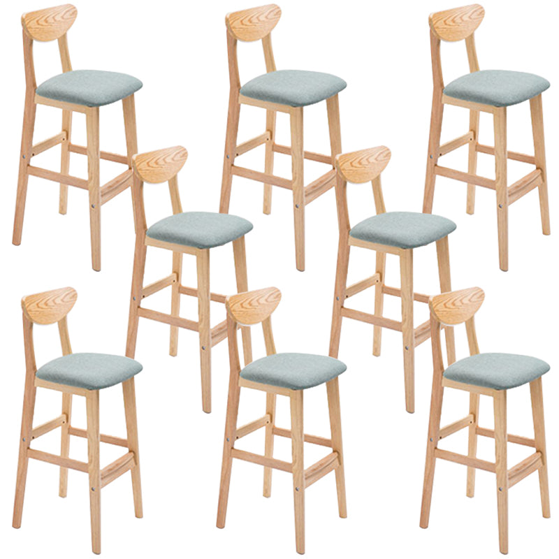 Low Back Dining Stool Rubberwood Armless Bar Stool with Wood Base