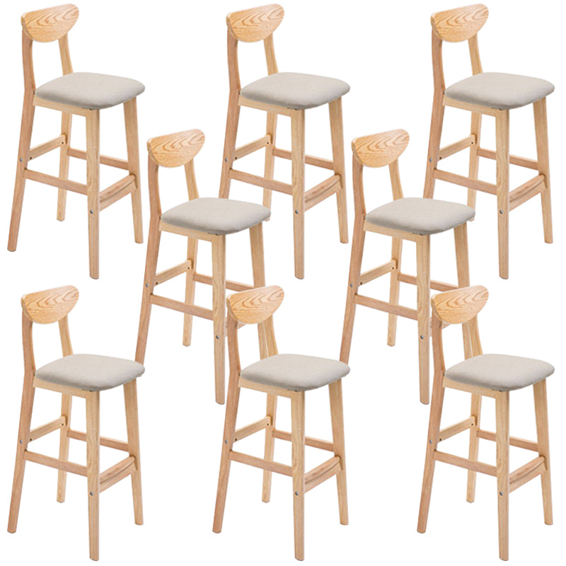 Low Back Dining Stool Rubberwood Armless Bar Stool with Wood Base