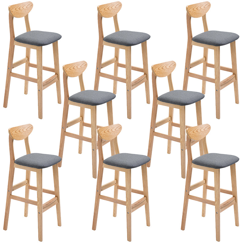 Low Back Dining Stool Rubberwood Armless Bar Stool with Wood Base