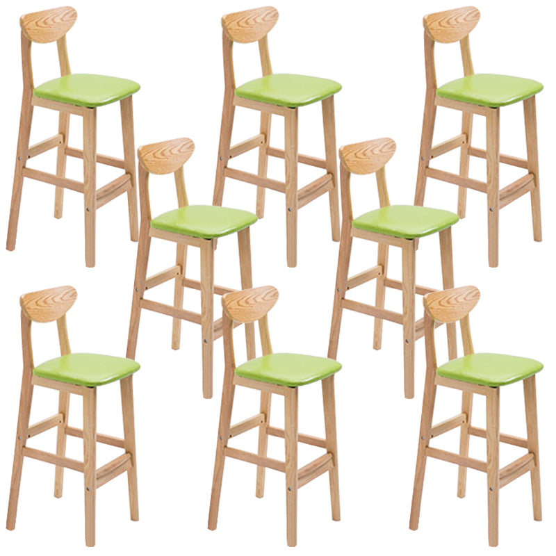 Low Back Dining Stool Rubberwood Armless Bar Stool with Wood Base