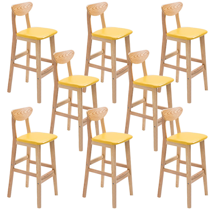 Low Back Dining Stool Rubberwood Armless Bar Stool with Wood Base