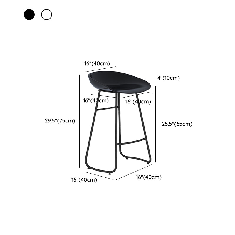 Industrial Plastic Counter Stool Armless Bar Stool with Metal Base