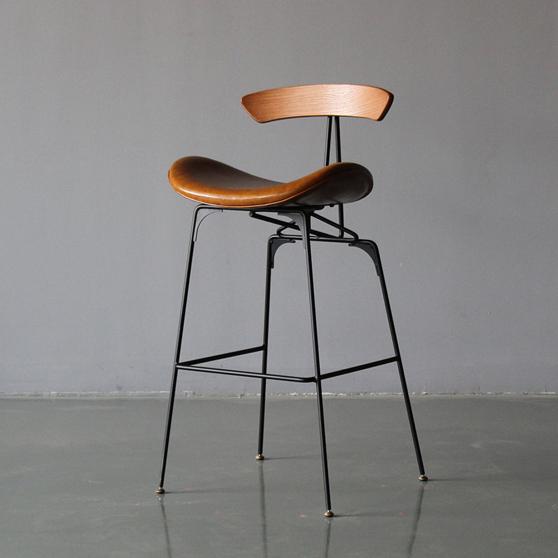 Industrial Style Counter Stool Faux Leather Counter-height Stool for Indoor