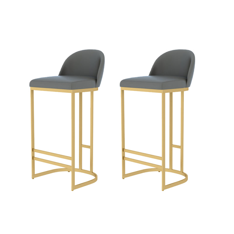 Glam Backrest Counter Stool Iron Kitchen Bar Stool with Leather Cushion and Pedal