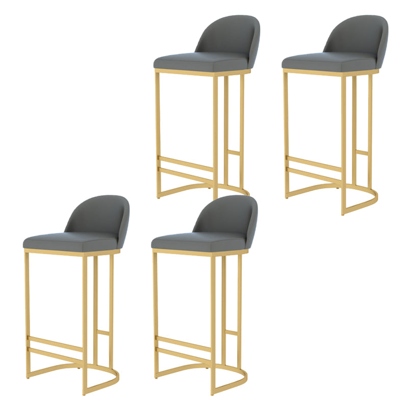 Glam Backrest Counter Stool Iron Kitchen Bar Stool with Leather Cushion and Pedal