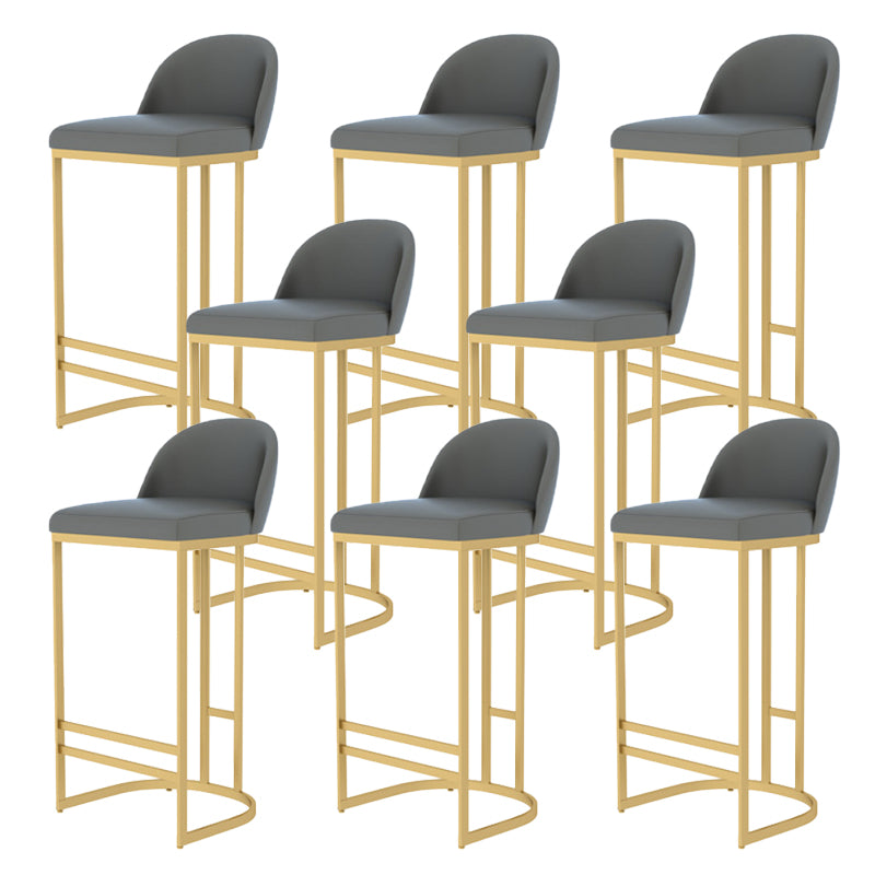 Glam Backrest Counter Stool Iron Kitchen Bar Stool with Leather Cushion and Pedal