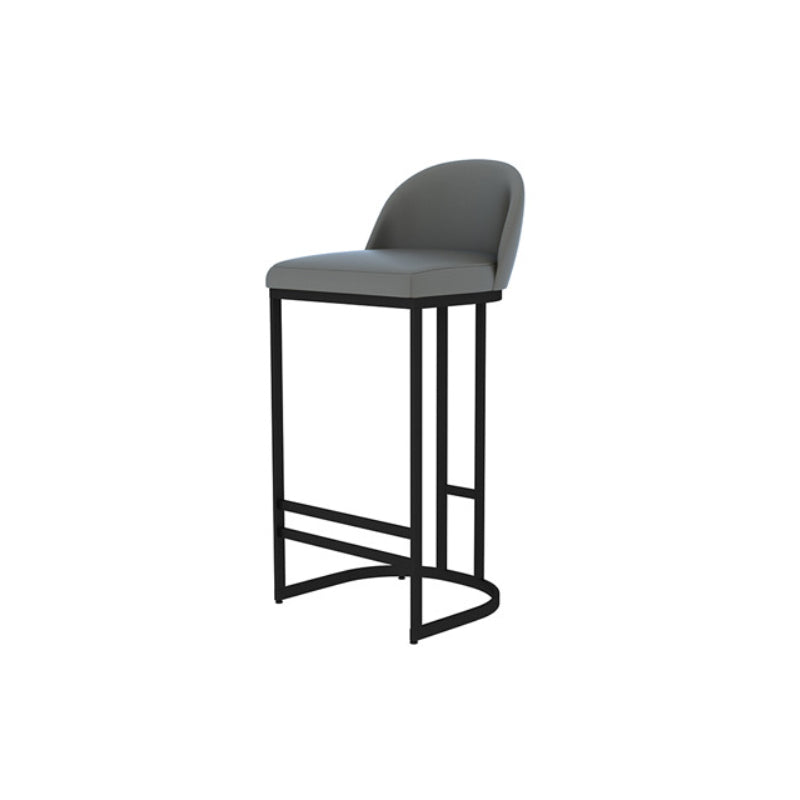 Glam Backrest Counter Stool Iron Kitchen Bar Stool with Leather Cushion and Pedal