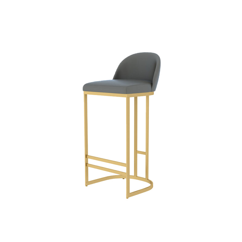 Glam Backrest Counter Stool Iron Kitchen Bar Stool with Leather Cushion and Pedal