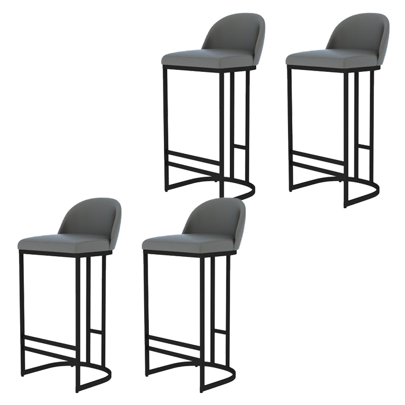 Glam Backrest Counter Stool Iron Kitchen Bar Stool with Leather Cushion and Pedal