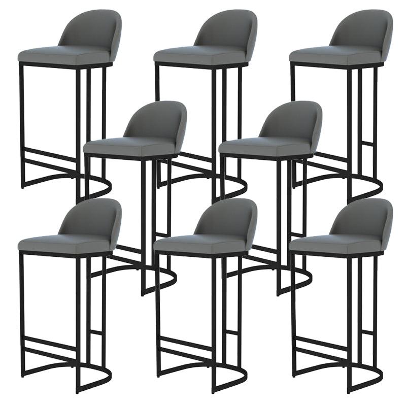 Glam Backrest Counter Stool Iron Kitchen Bar Stool with Leather Cushion and Pedal